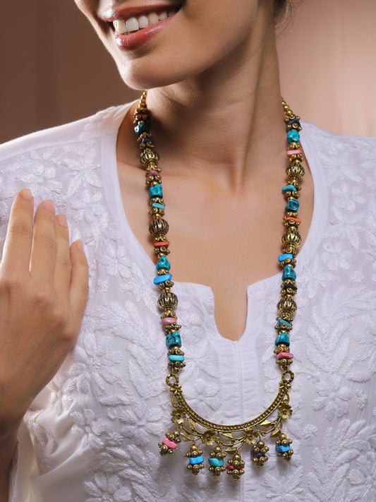 Charmingly Beaded Multicolour Bohemian Necklace Multicolor