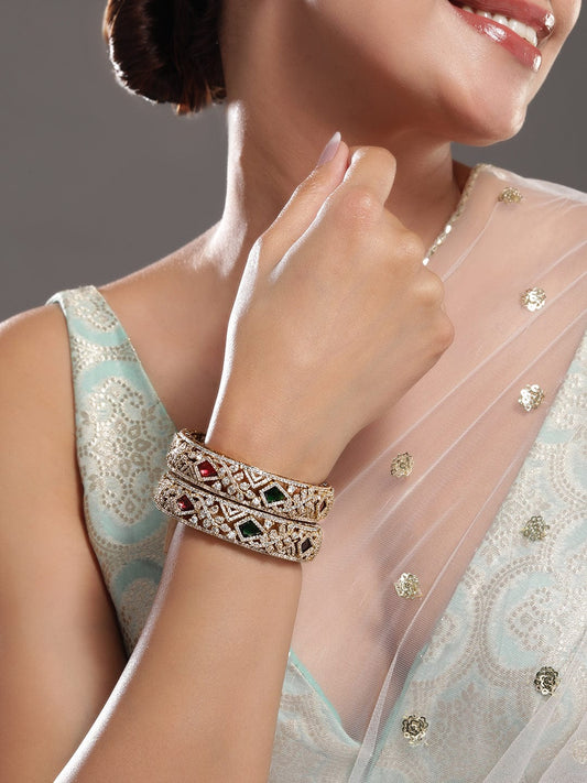 Rubans Pack Of 2 22KGold-Plated AD-Studded Traditional Bangles 45810