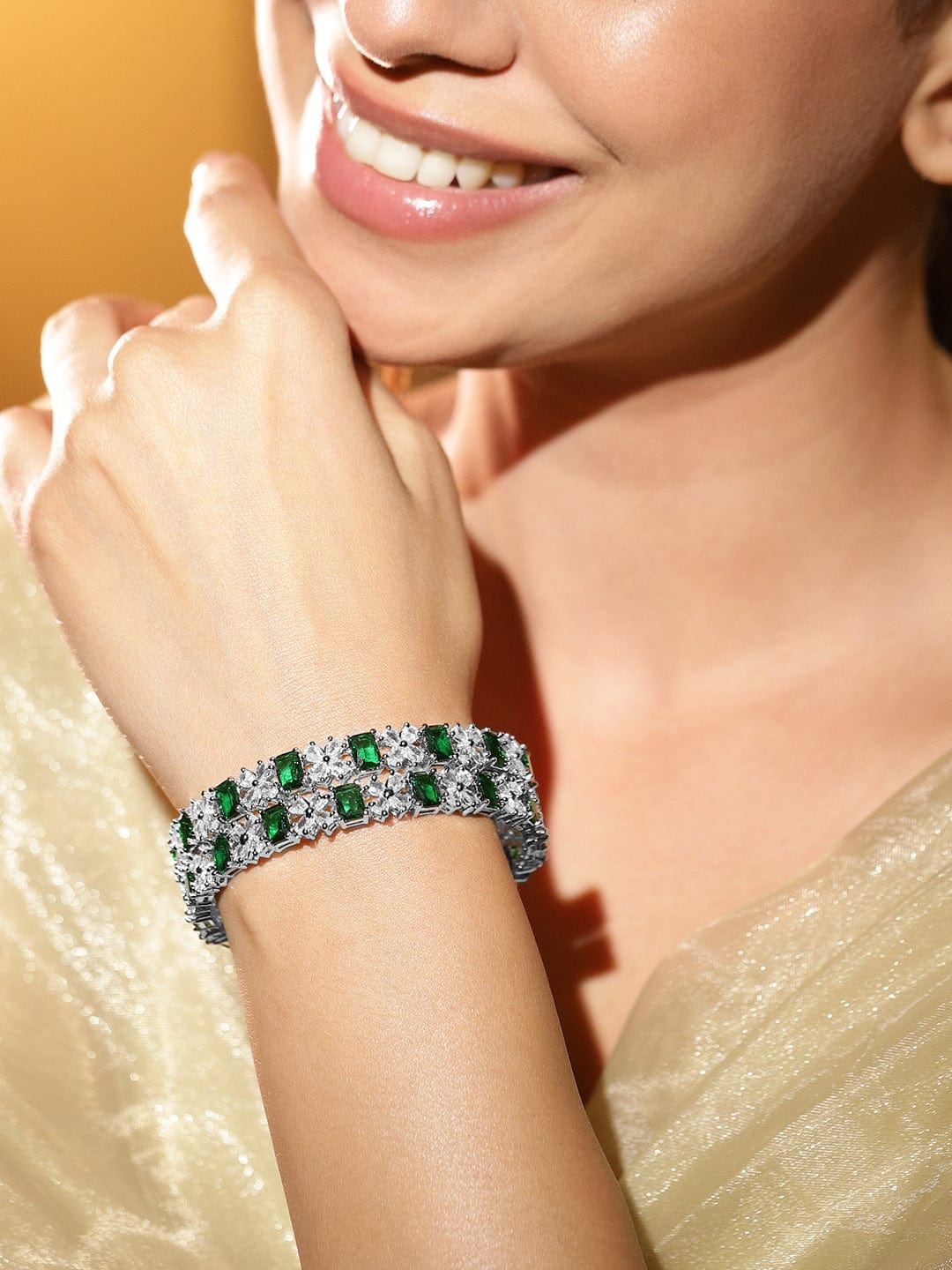 Royal Greens American Diamond Zirconia Bangles 2.4 - Small