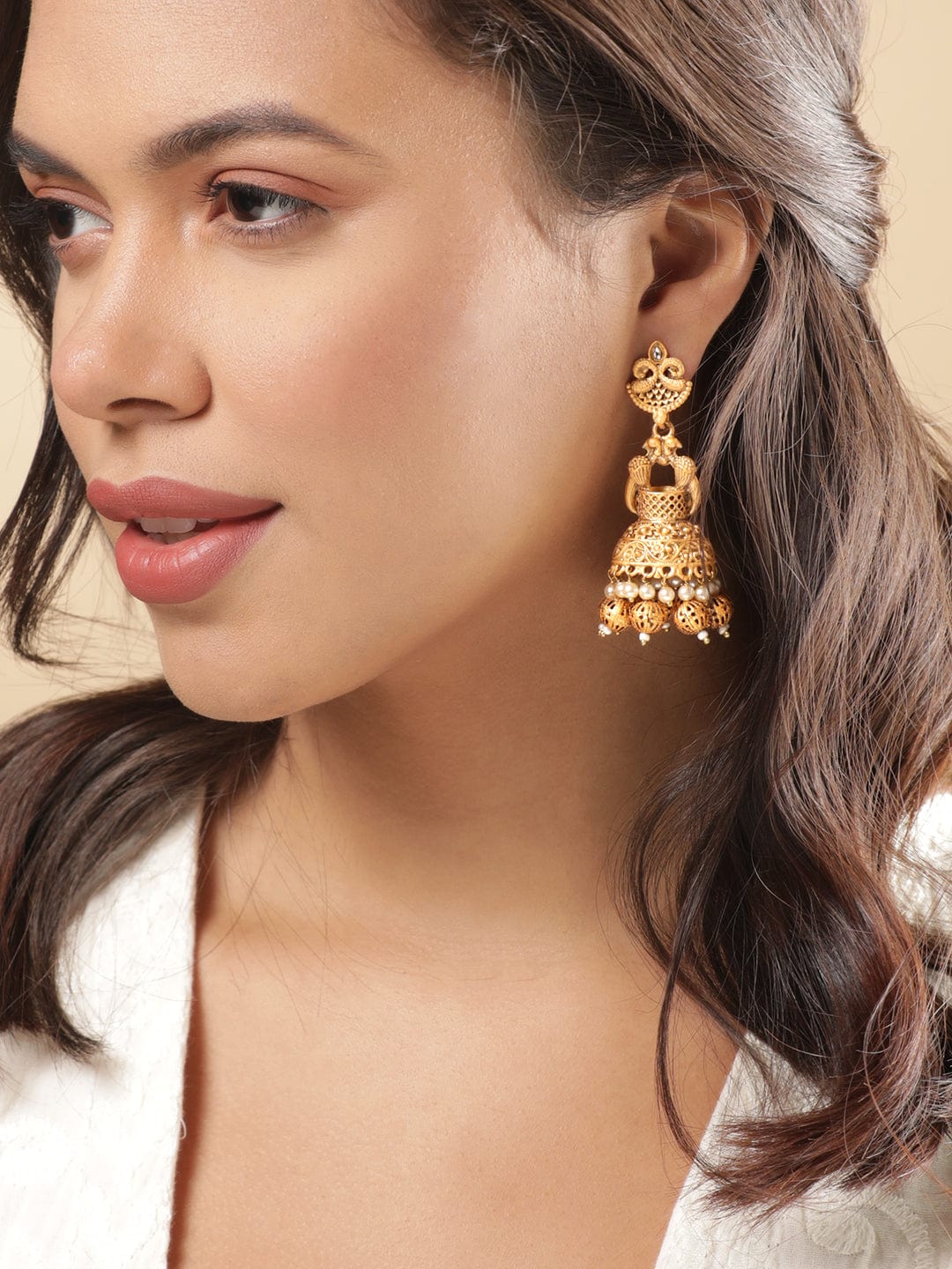 Heritage Peacock Temple Jhumka Gold