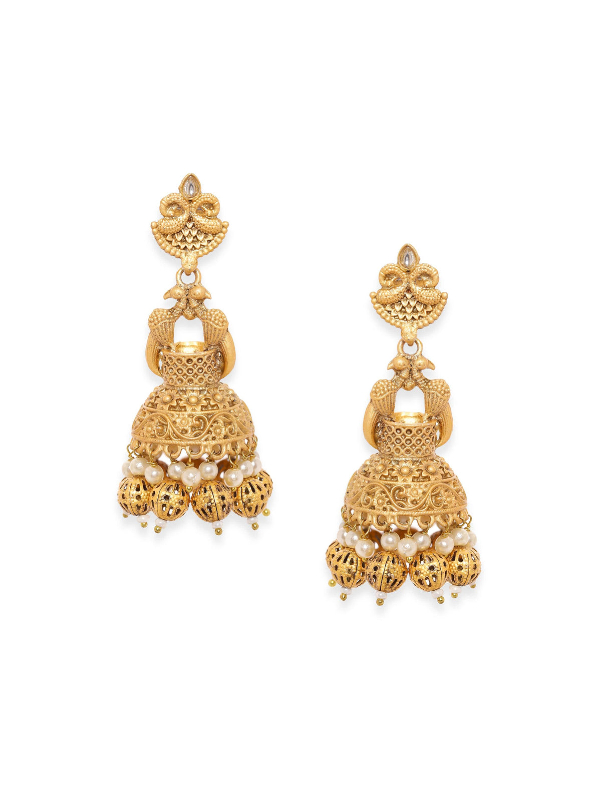 Heritage Peacock Temple Jhumka Gold