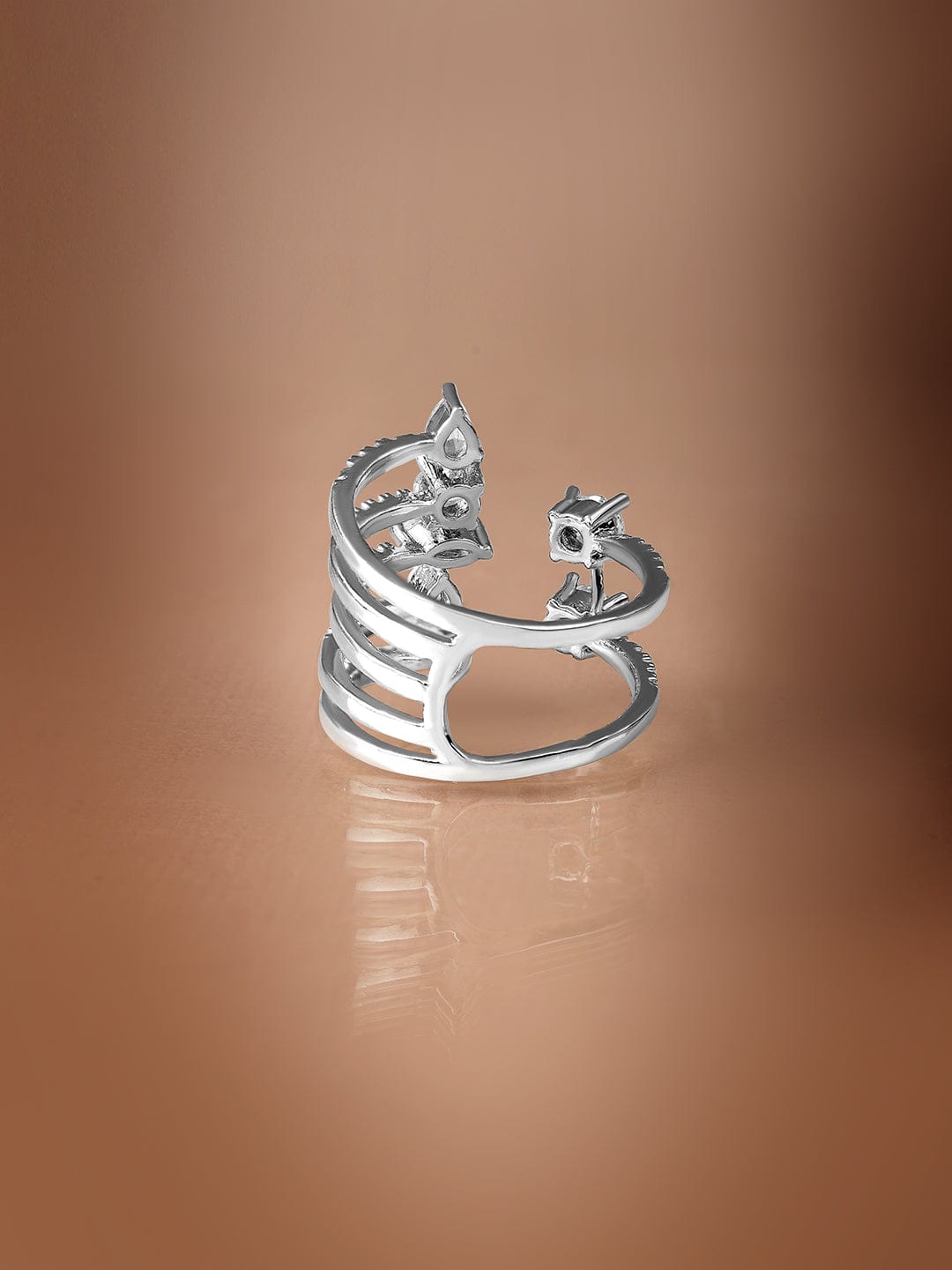 Adjustable American Diamond Zirconia Ring Silver