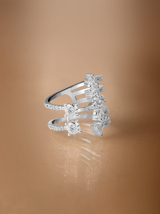 Adjustable American Diamond Zirconia Ring Silver