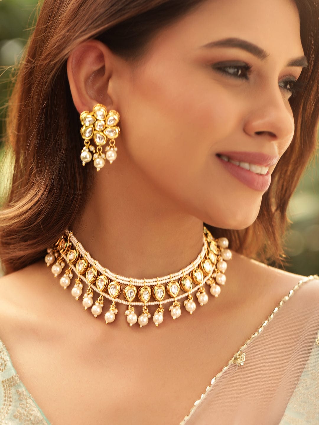 Minimal Kundan Heritage Necklace Set Gold