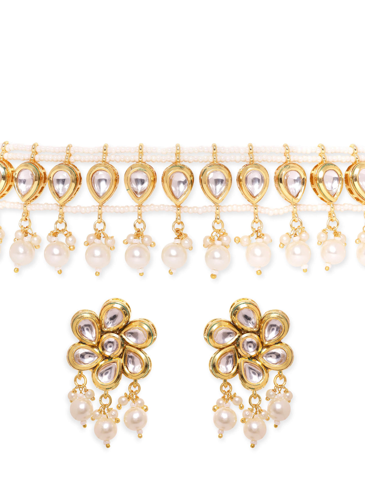 Minimal Kundan Heritage Necklace Set Gold