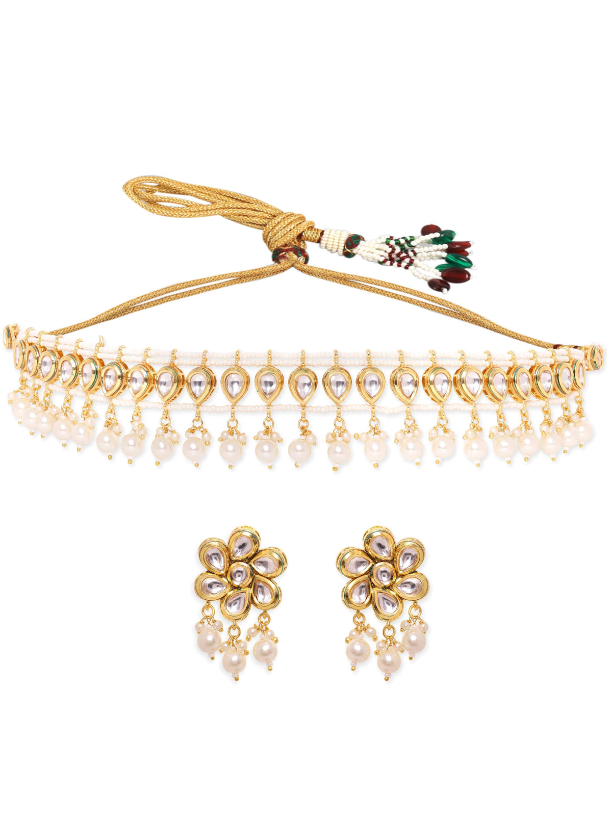 Minimal Kundan Heritage Necklace Set Gold
