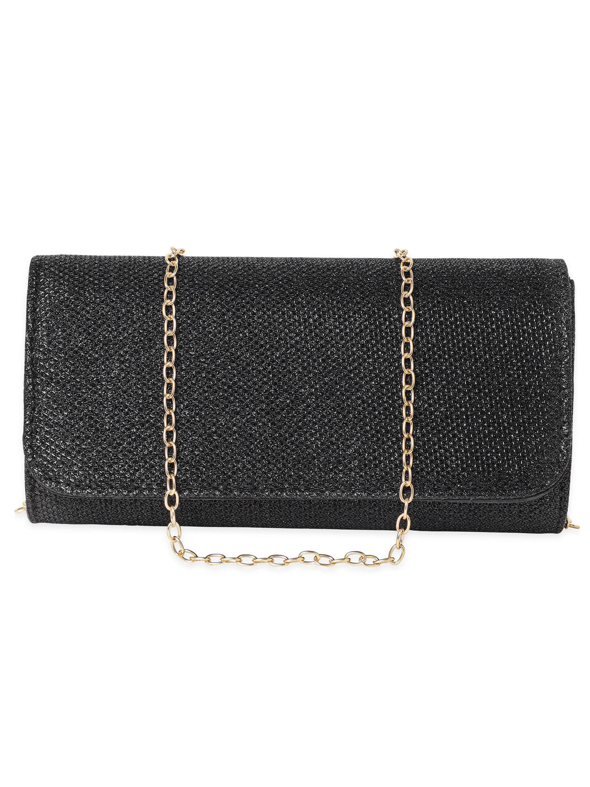 Rubans Radiant Splendor Handcrafted Shimmery Clutch Black