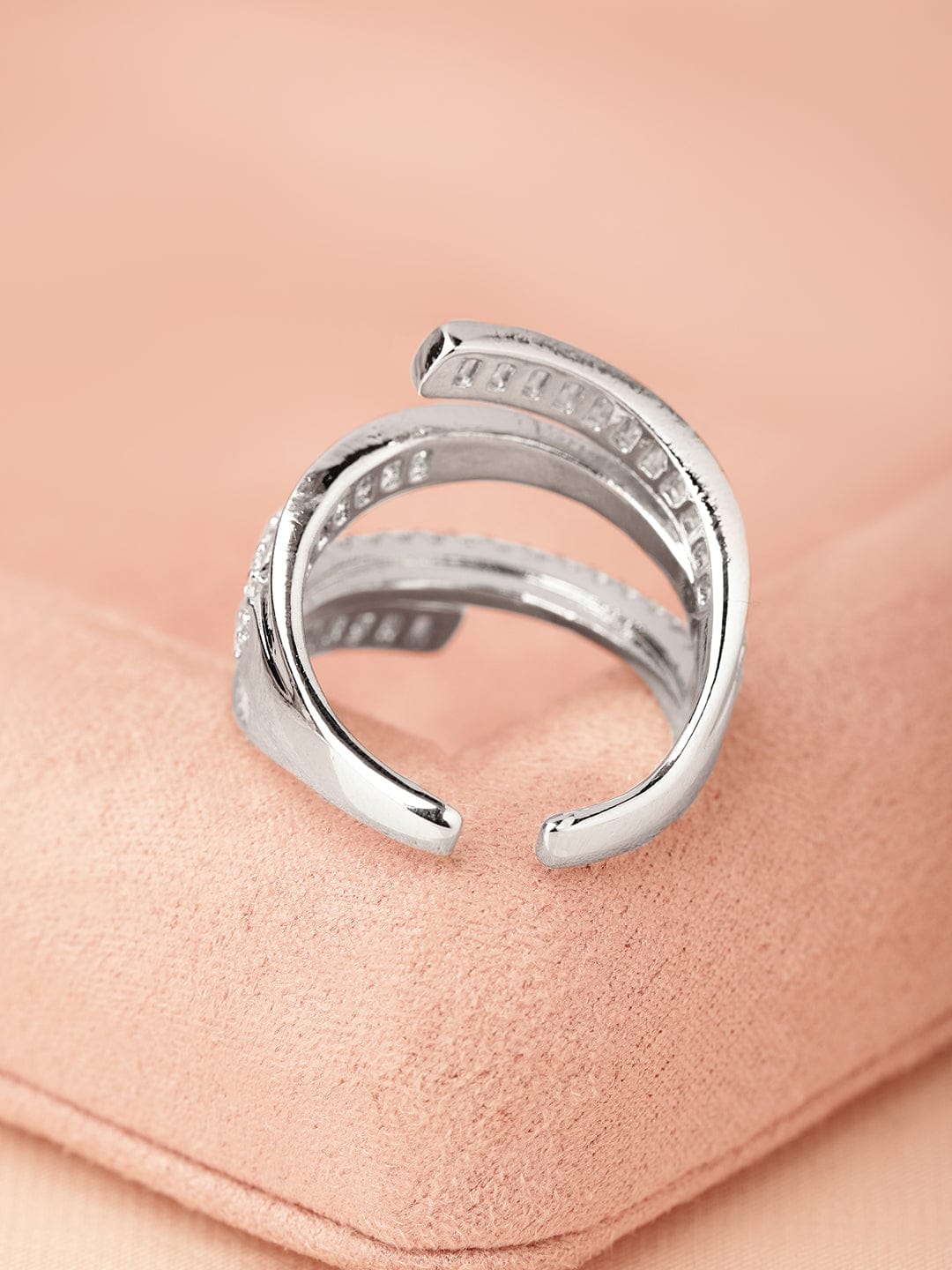 Multi-Layered American Diamond Zirconia Ring Silver
