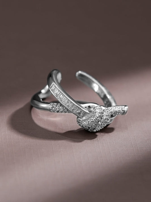 American Diamond Zirconia Sleek Knot Ring Silver