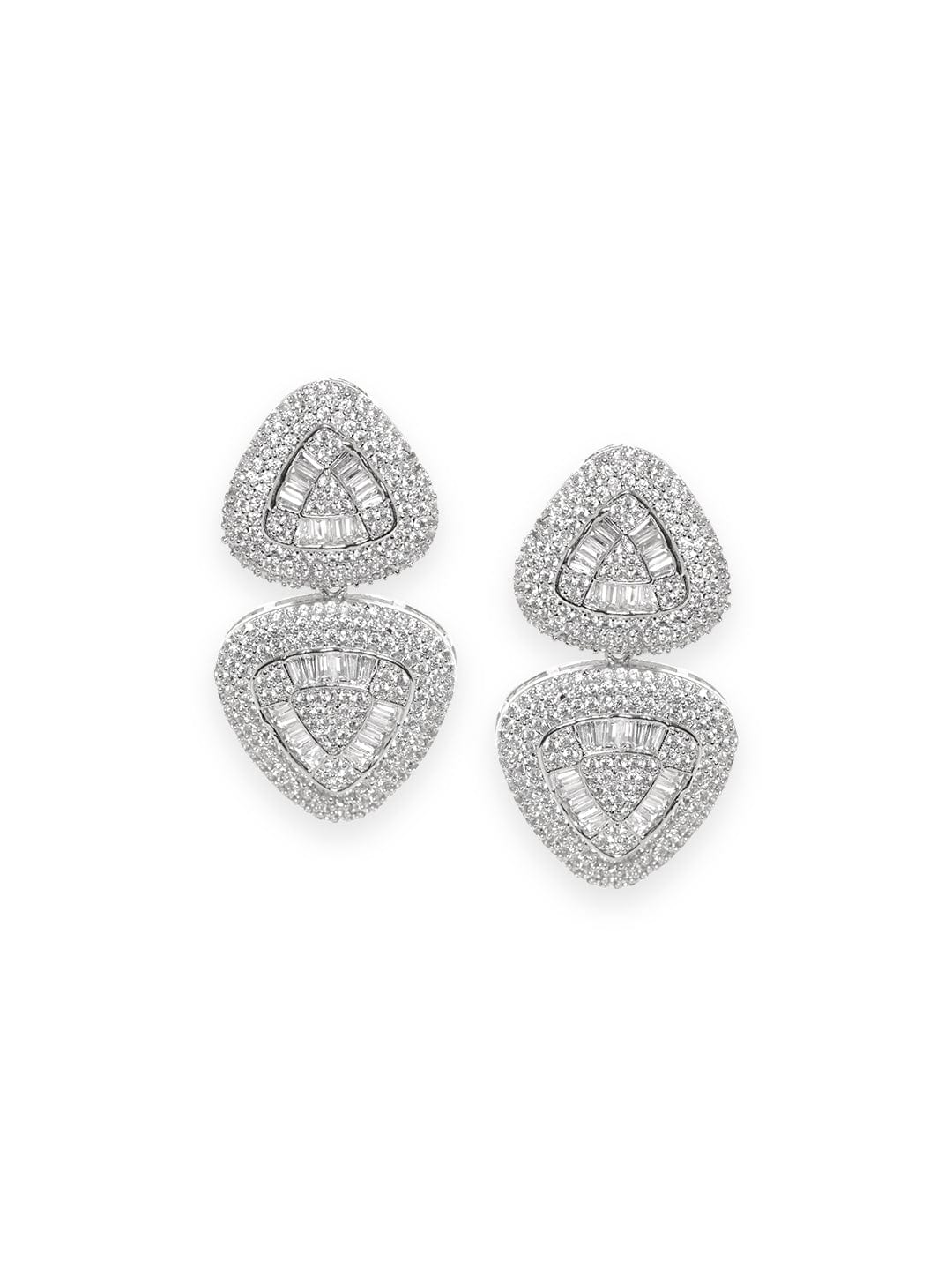Soft Curve Triad American Diamond Zirconia Drops Dual Color