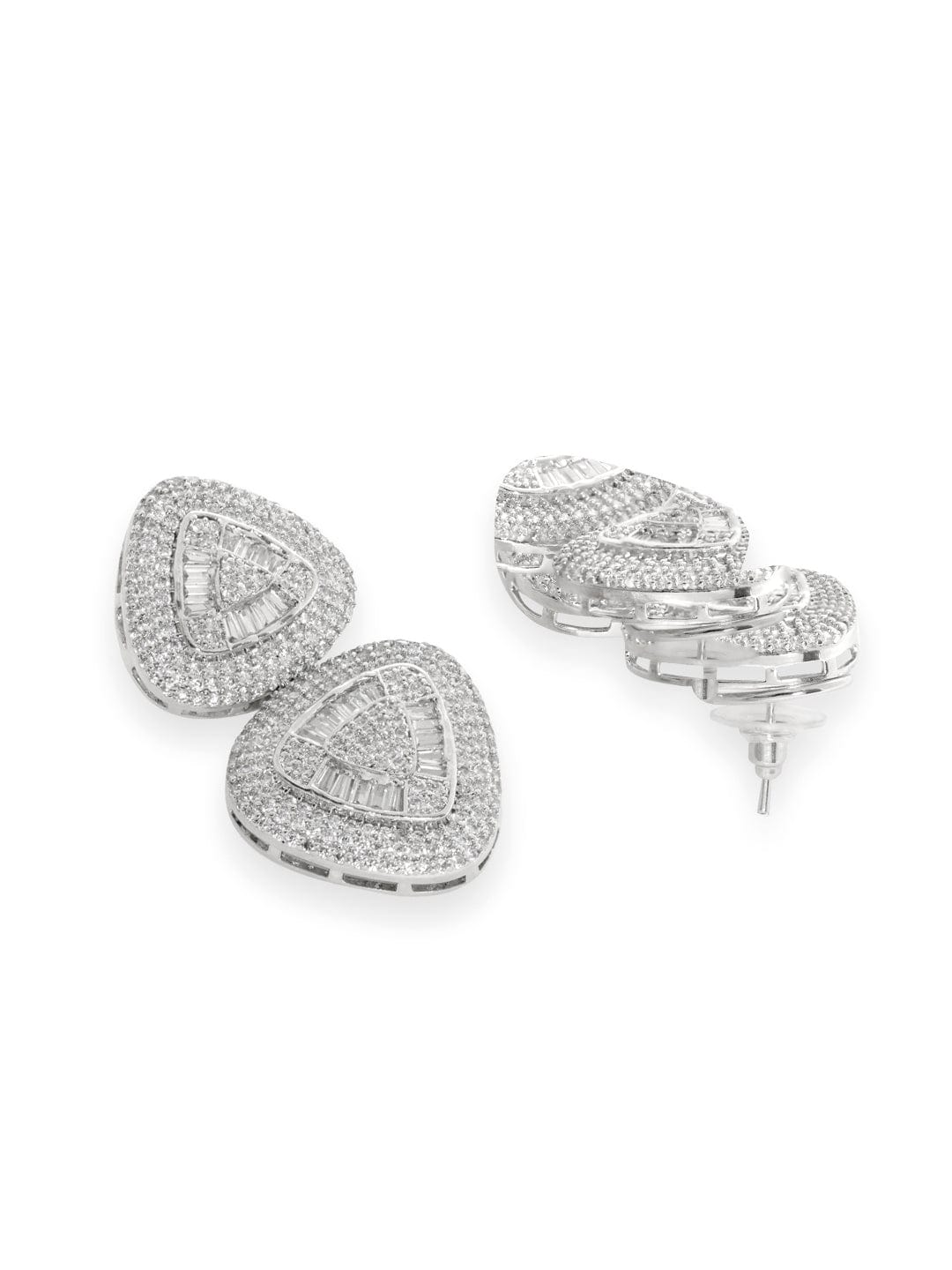 Soft Curve Triad American Diamond Zirconia Drops Silver