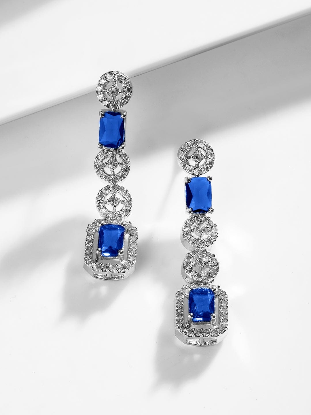 Blue American Diamond Zirconia Studded Necklace Set フリーサイズ