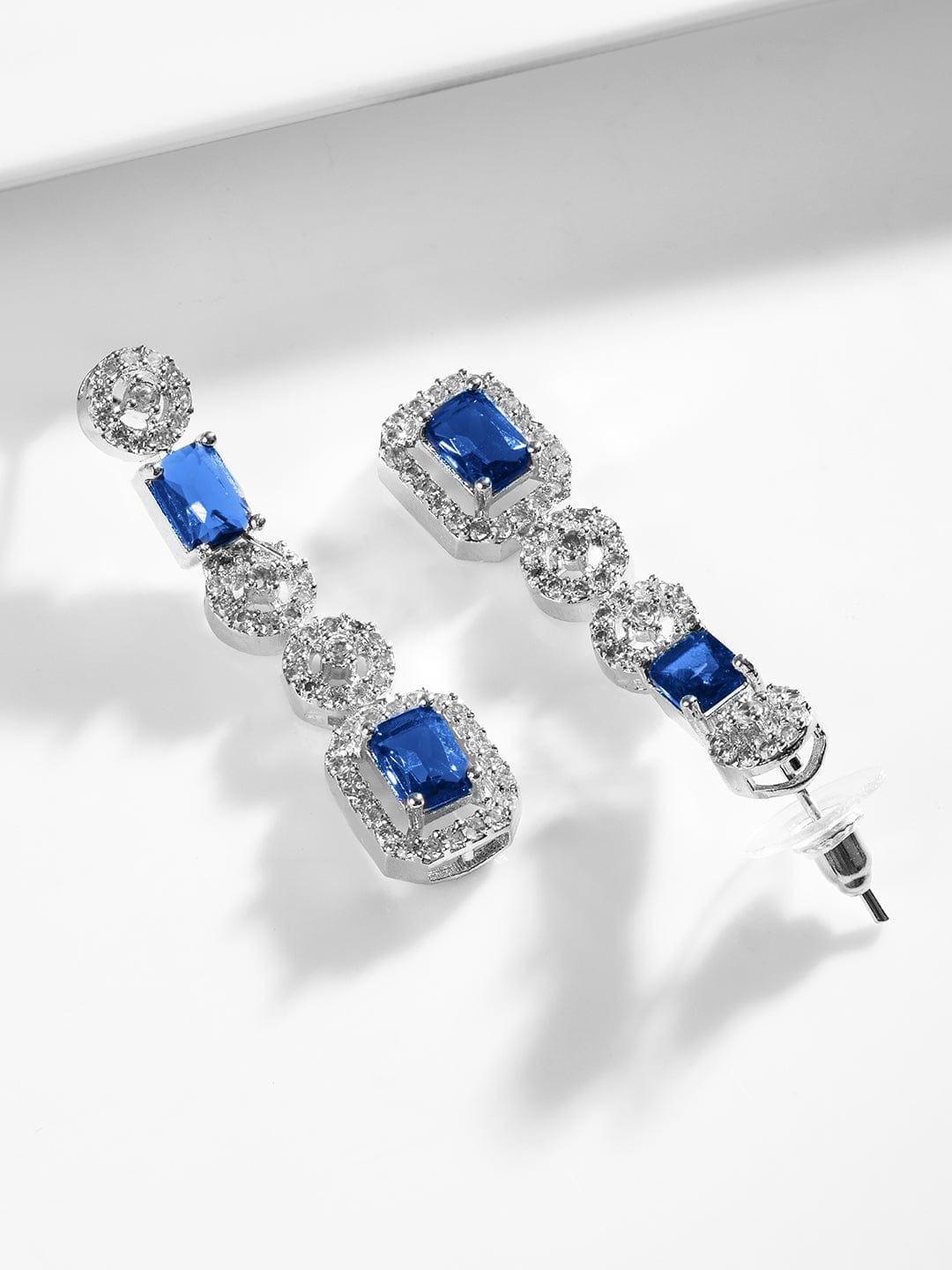 Blue American Diamond Zirconia Studded Necklace Set フリーサイズ