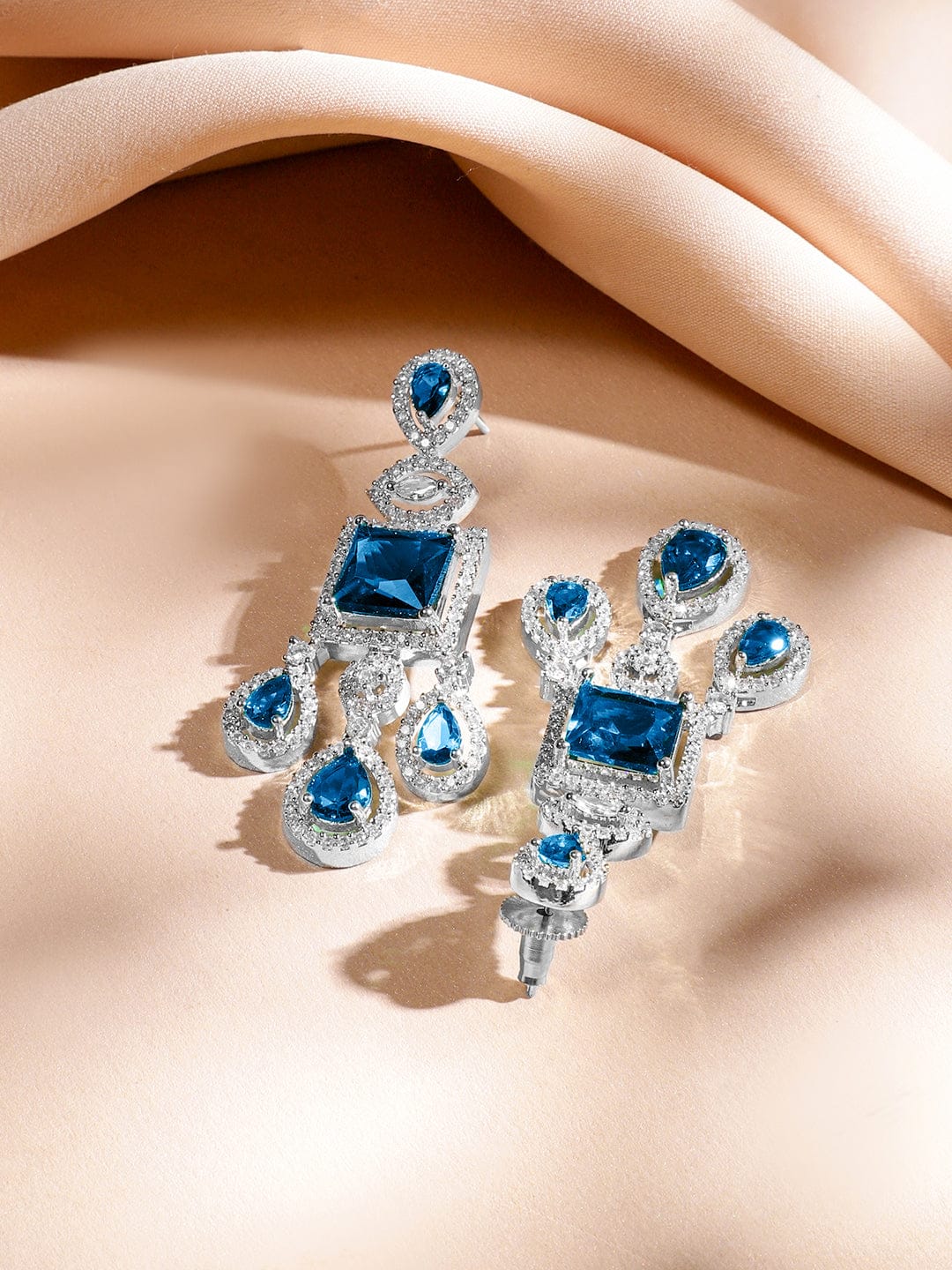 Blue American Diamond Zirconia Two-Layered Necklace Set フリーサイズ