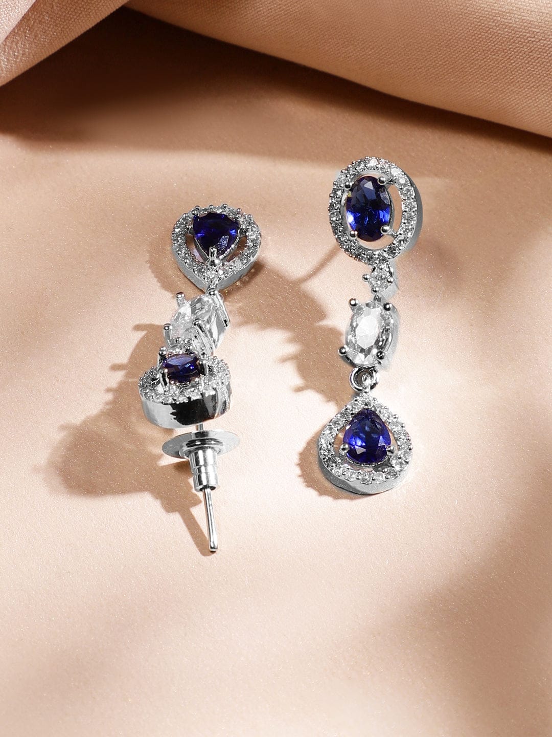 Blue American Diamond Zirconia Layered Necklace Set フリーサイズ