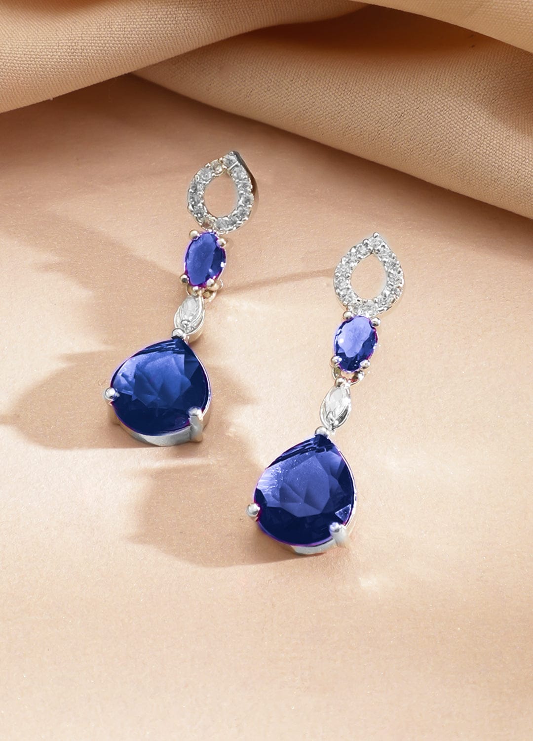 Blue Drop American Diamond Zirconia Necklace Set フリーサイズ