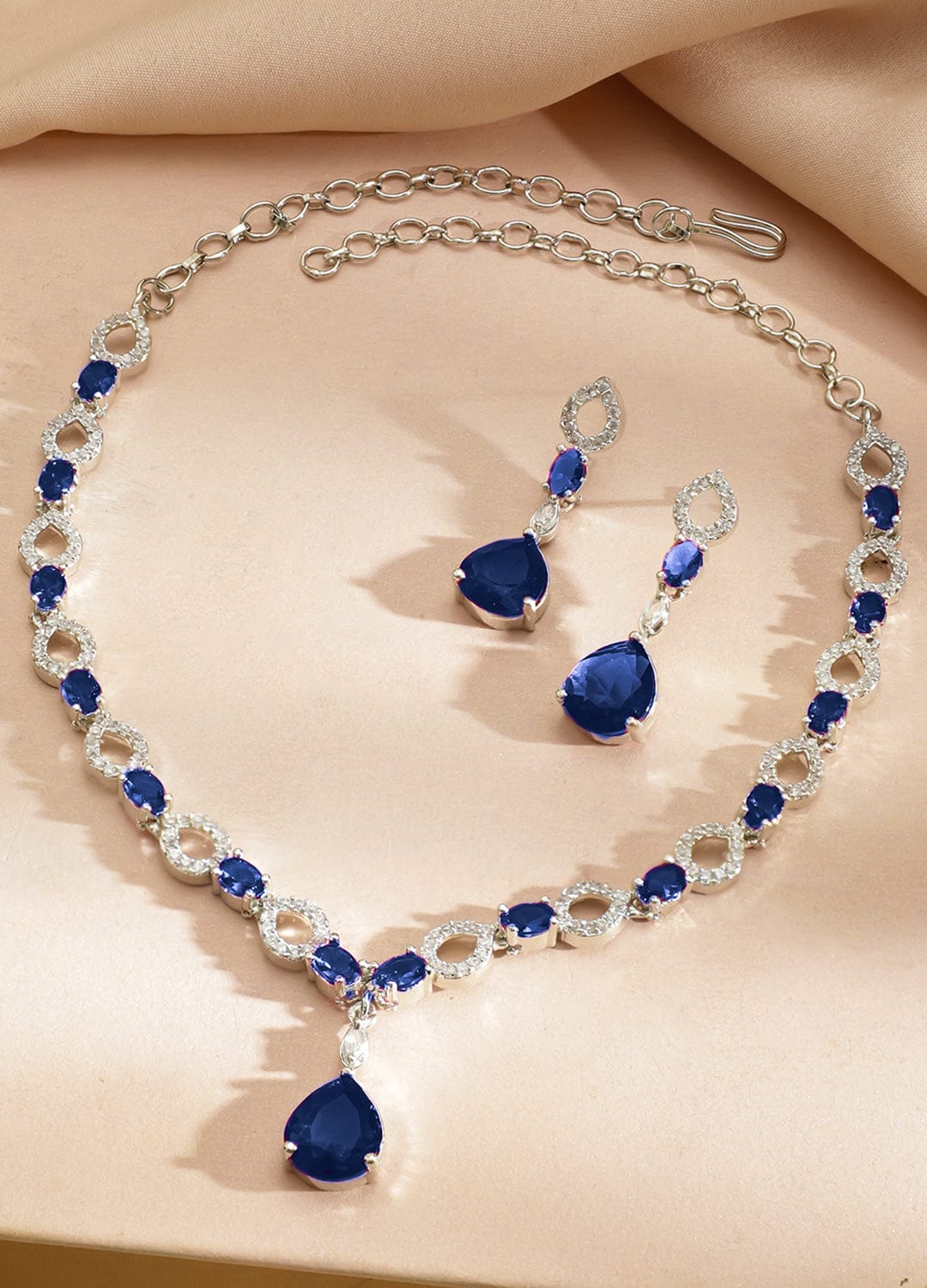 Blue Drop American Diamond Zirconia Necklace Set フリーサイズ