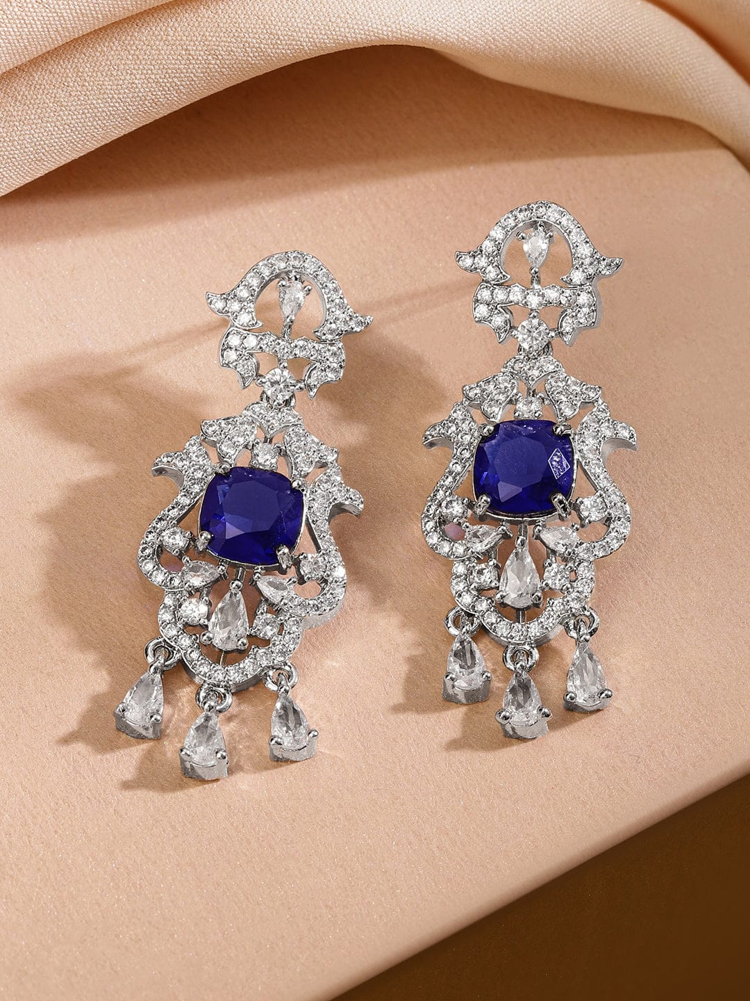 Blue Necklace Set With American Diamond Zirconia フリーサイズ