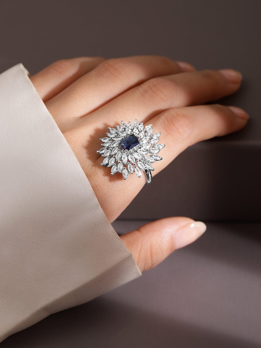 Blue America Diamond Zirconia Ring Blue