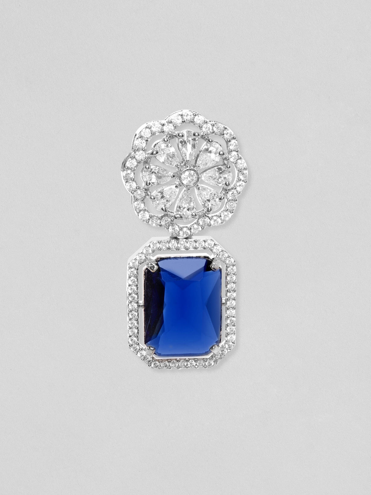Royal Aura Blue Stone Drop Earrings Silver::Blue