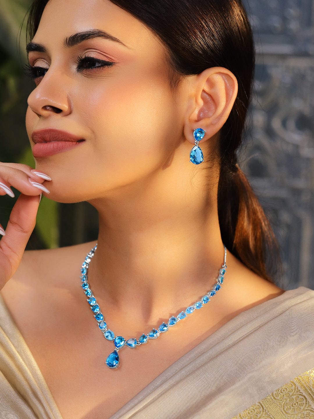 Blue Topaz Necklace Set Sky Blue