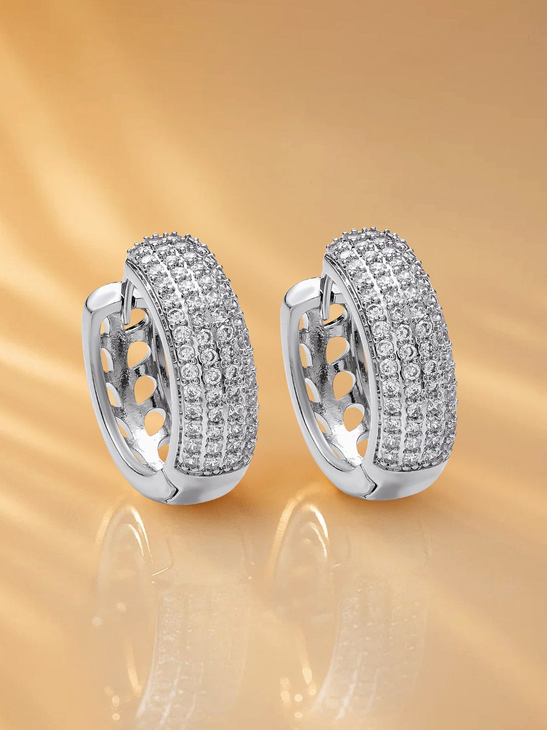 American Diamond Zirconia Hoop Earrings フリーサイズ