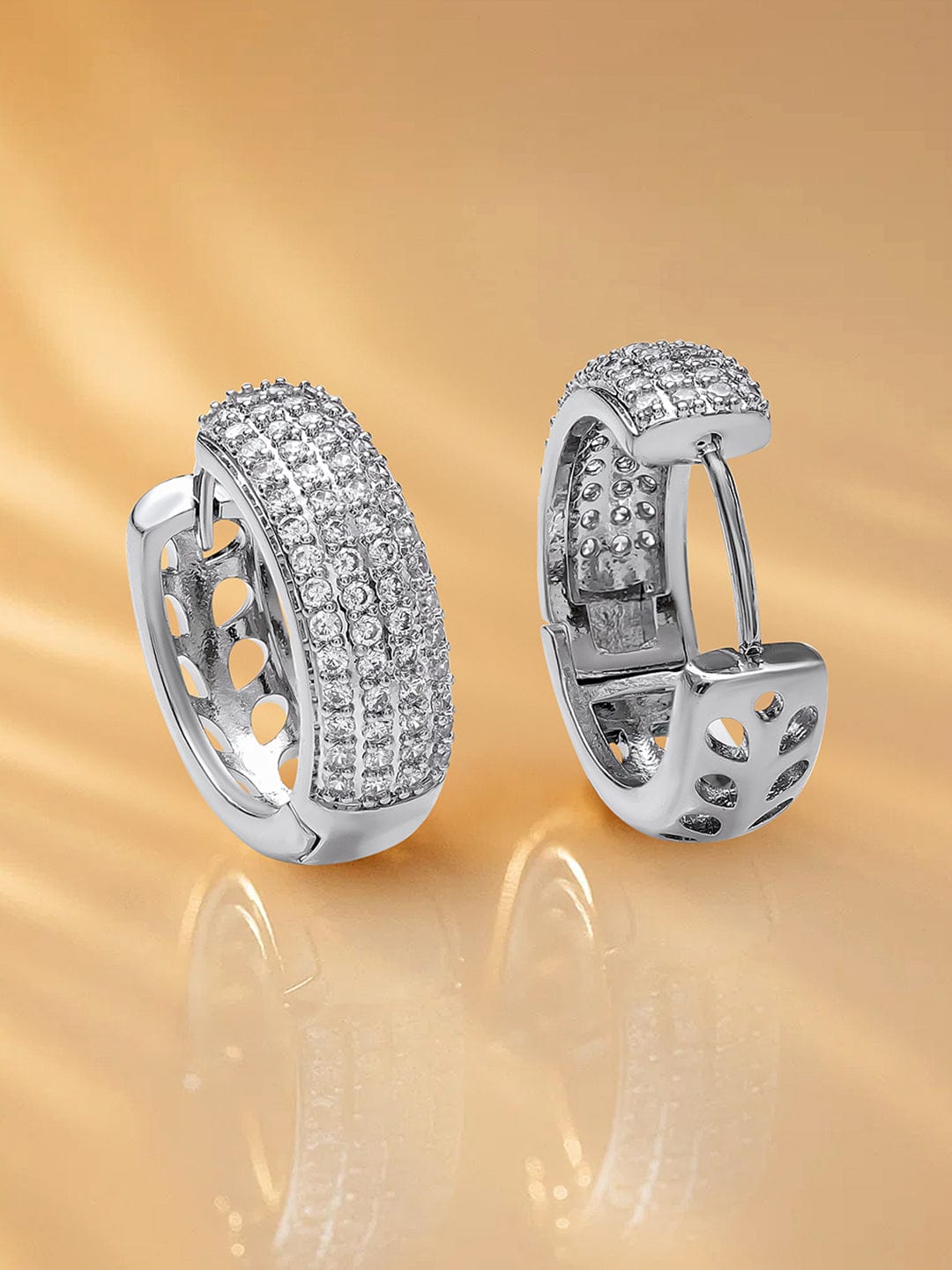 American Diamond Zirconia Hoop Earrings フリーサイズ