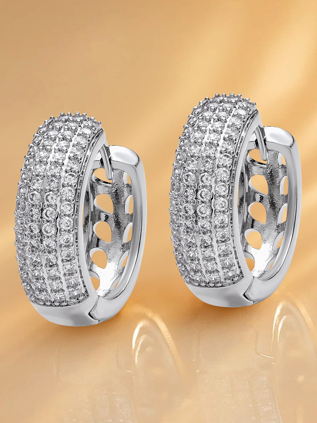 American Diamond Zirconia Hoop Earrings フリーサイズ