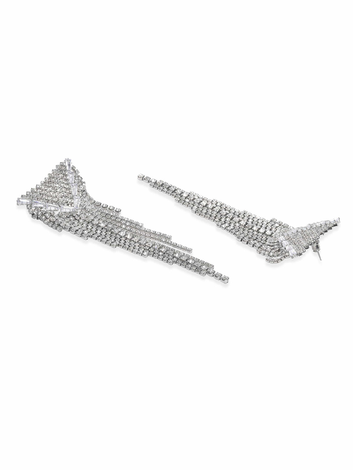 Designer Edge Multistrand American Diamond Zirconia Danglers Silver
