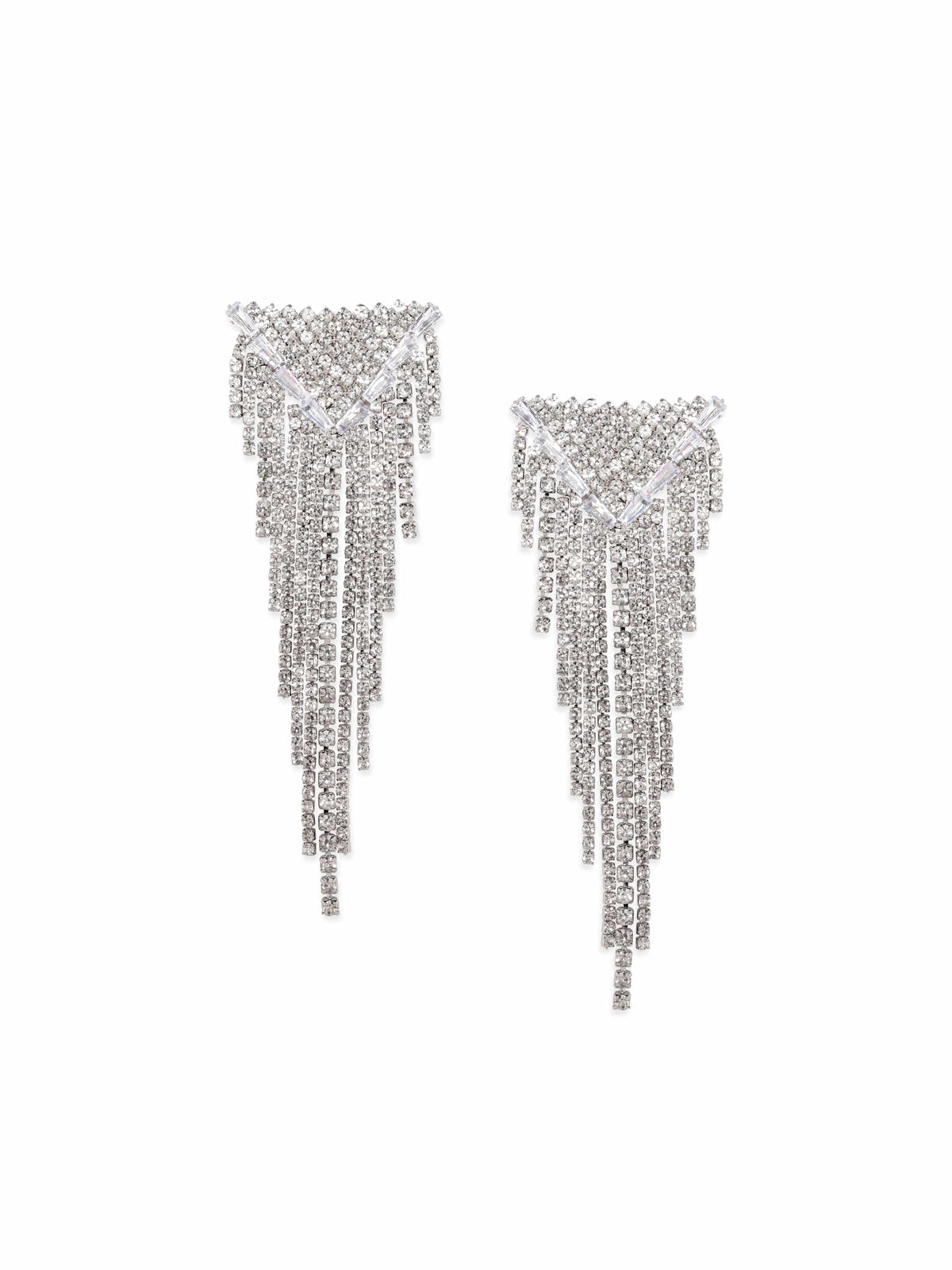 Designer Edge Multistrand American Diamond Zirconia Danglers Silver