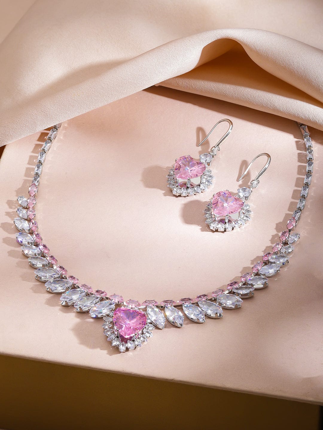 Wings of Freedom Crystal Necklace Set - Pink フリーサイズ
