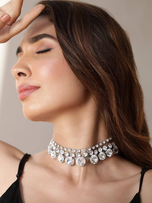 Multi Layer Statement Choker Rhodium