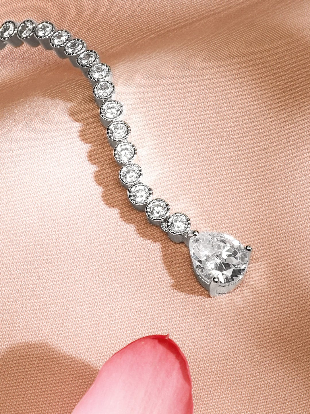 Alluring Maang Tikka American Diamond Silver