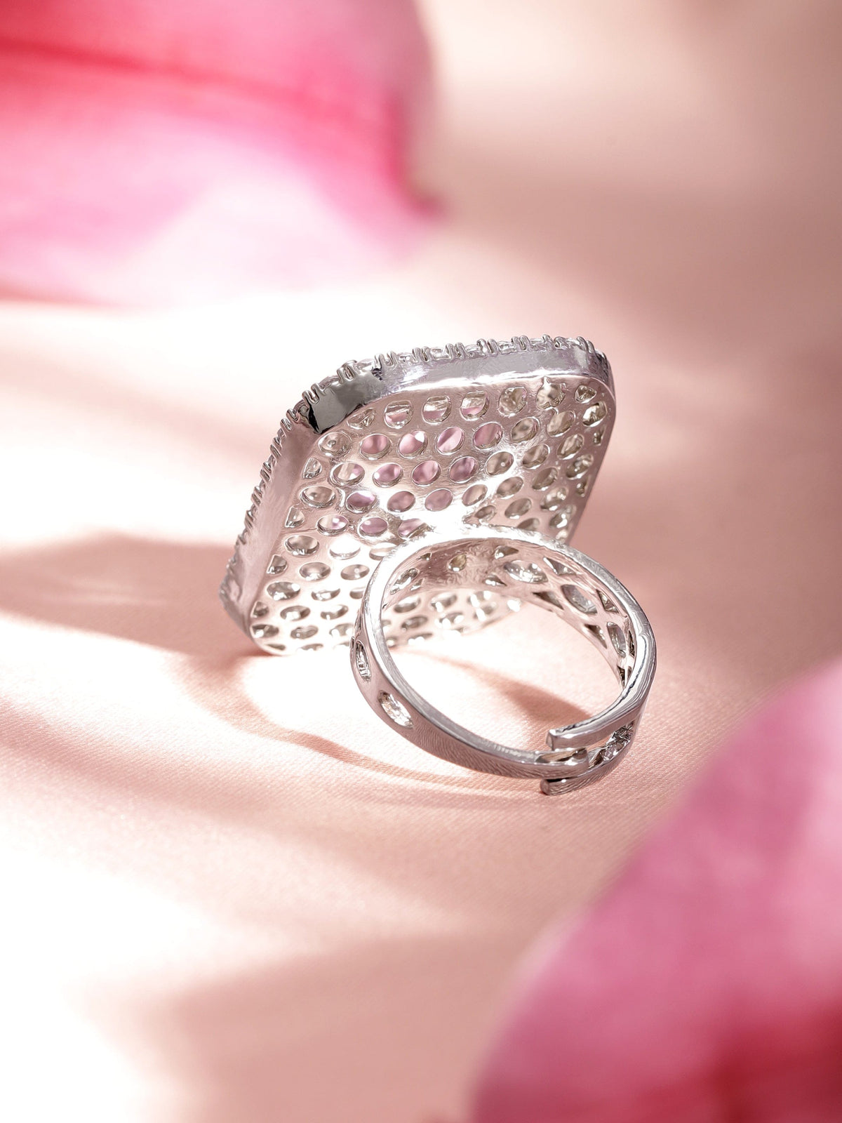 Pink American Diamond Zirconia Cubic Ring Pink