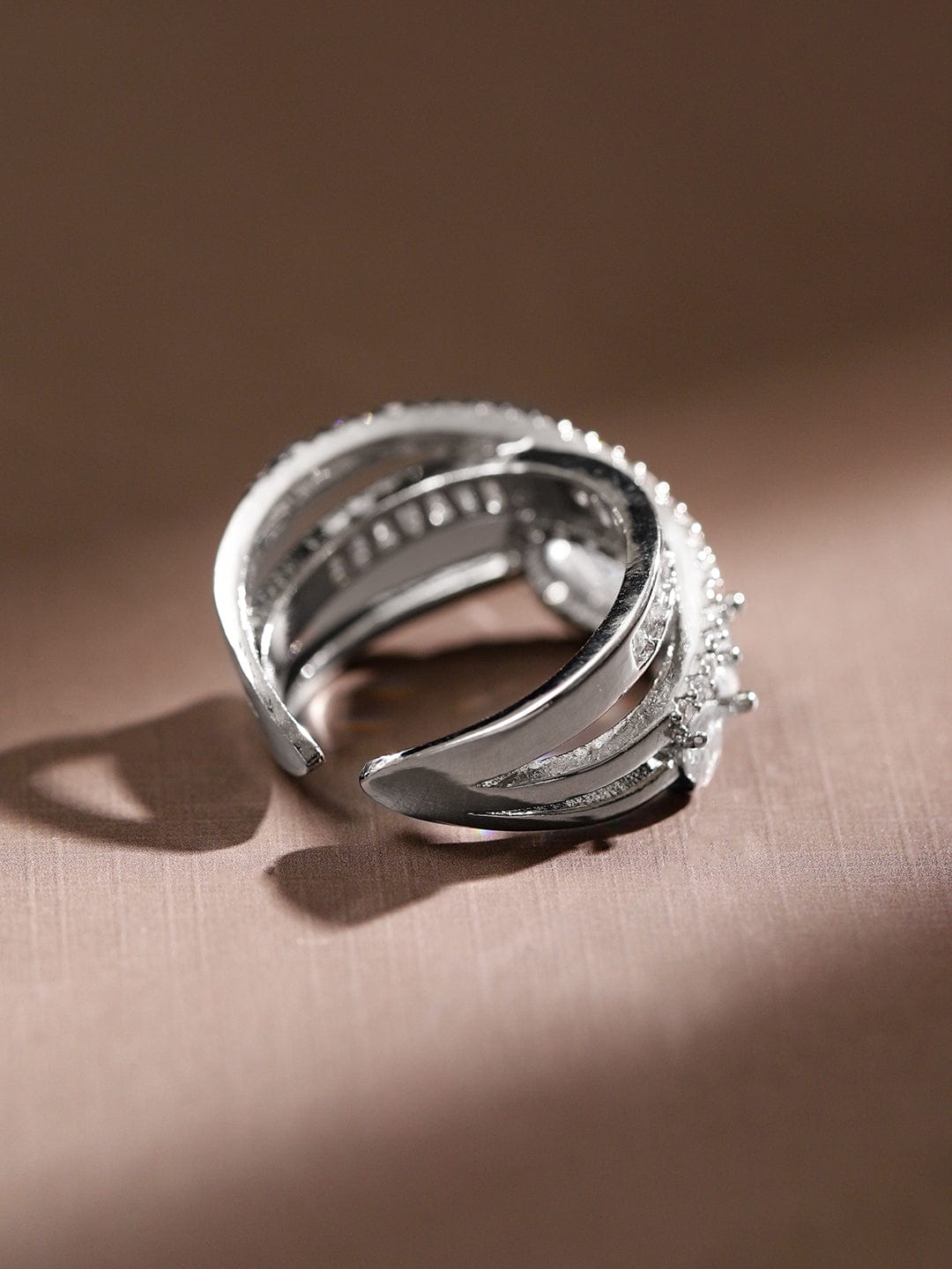 American Diamond Zirconia Silver Ring Silver