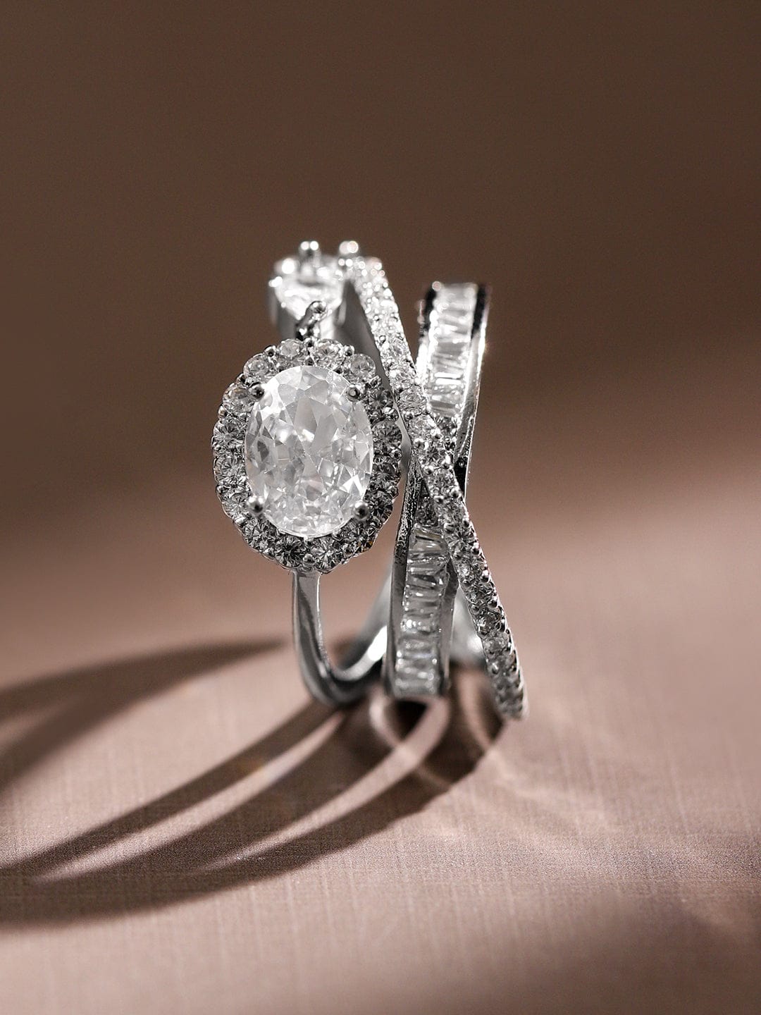 American Diamond Zirconia Silver Ring Silver