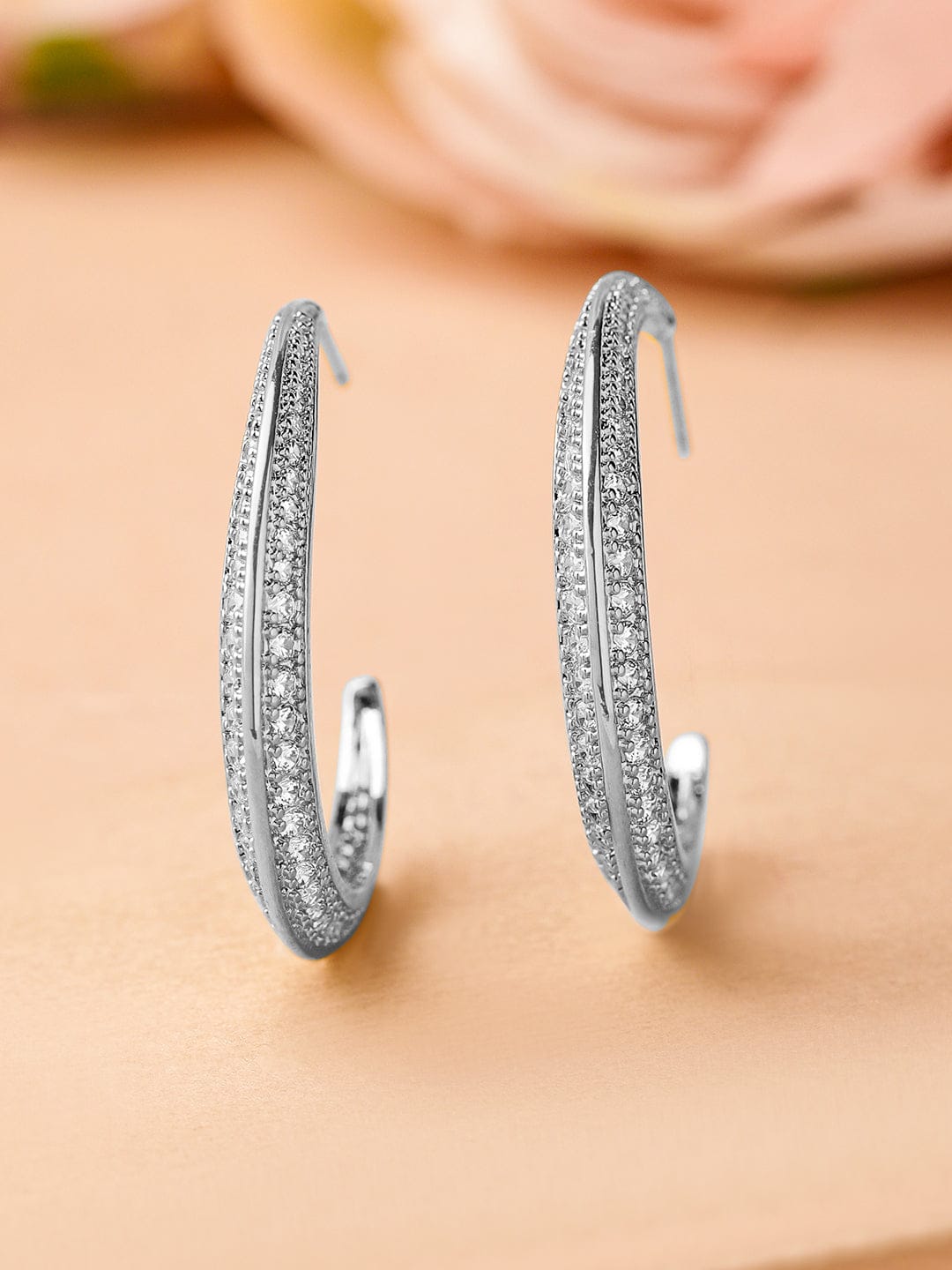 【Rubans】 Cubic Zirconia Moonarc Hoop Earrings｜キュービックジルコニア ムーンアーク フープイヤリング