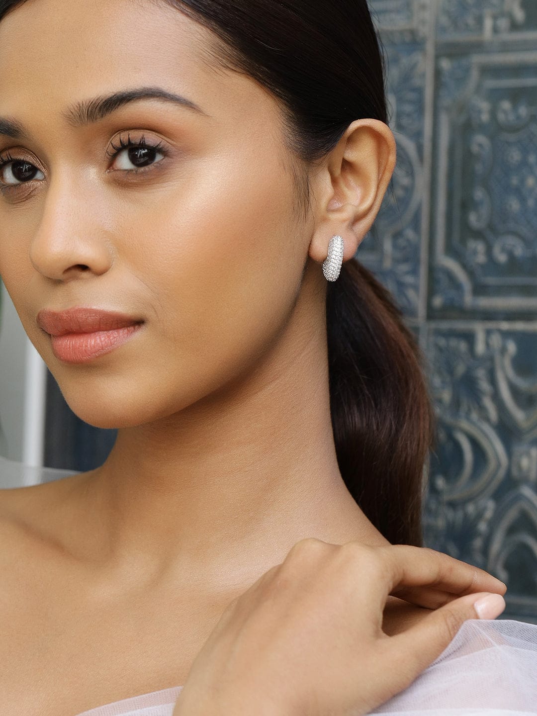 She Wore Her Heart in Sparkle Hoops Silver