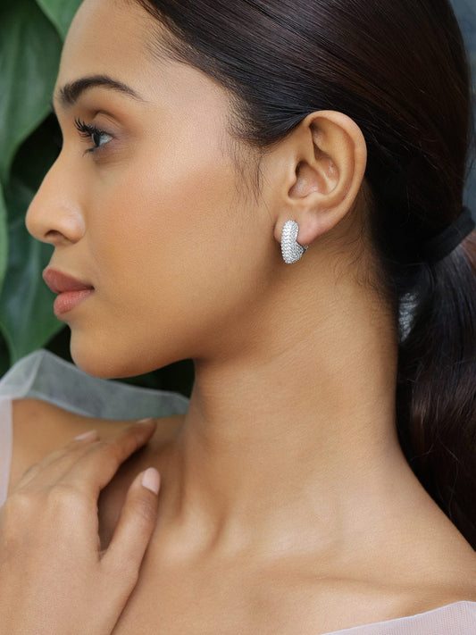 She Wore Her Heart in Sparkle Hoops Silver