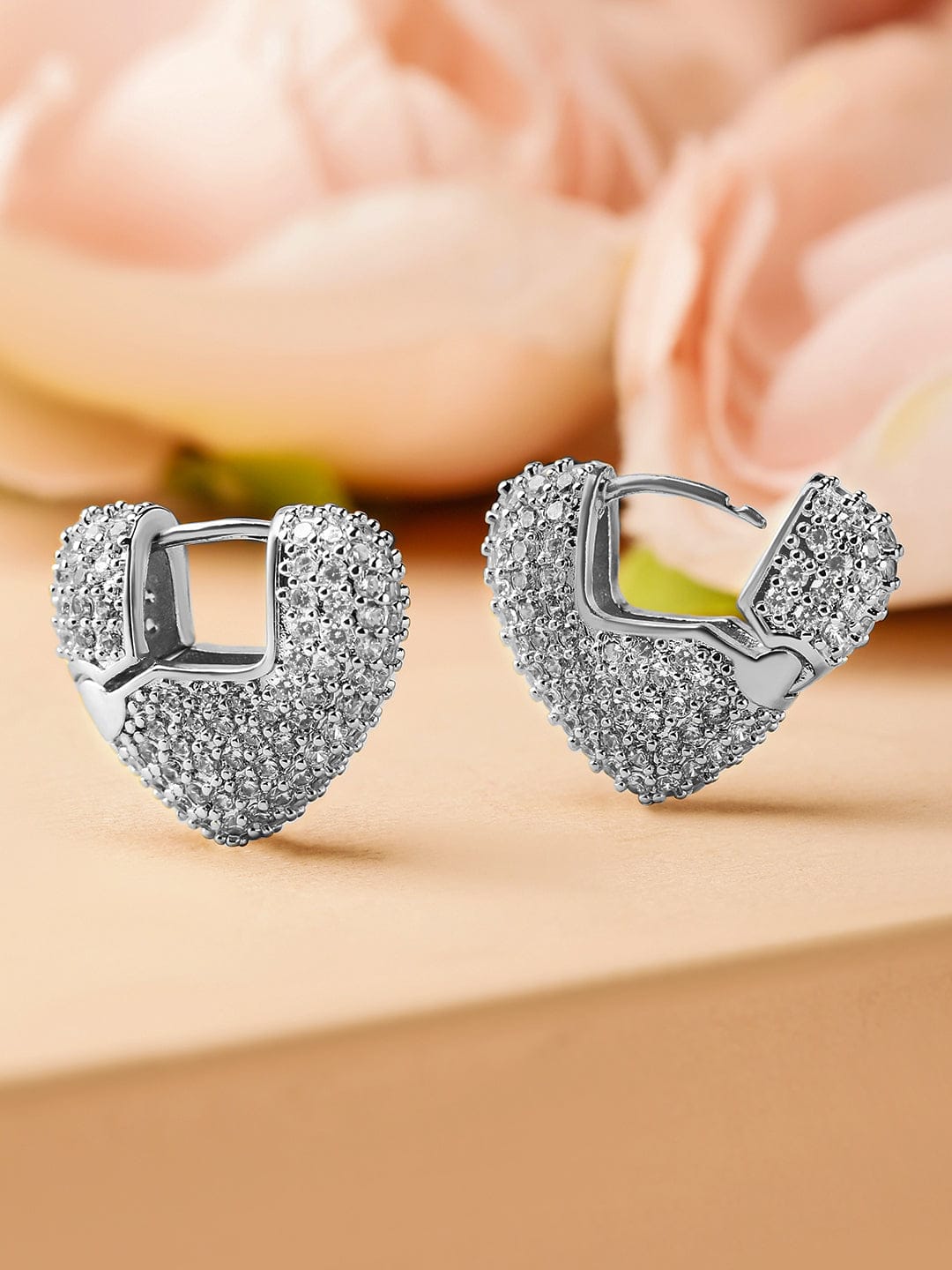She Wore Her Heart in Sparkle Hoops Silver
