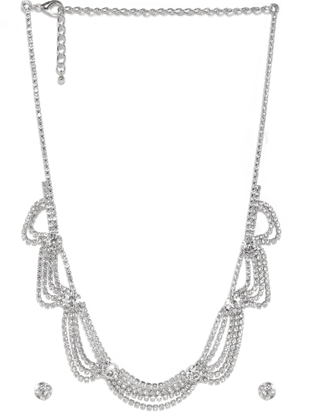 American Diamond Zirconia Necklace Set Silver