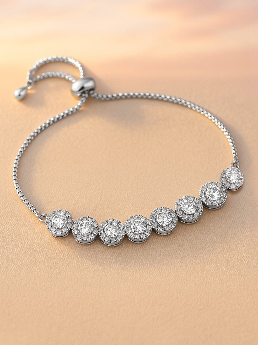 Evergreen Elegance American Diamond Zirconia Bracelet Silver