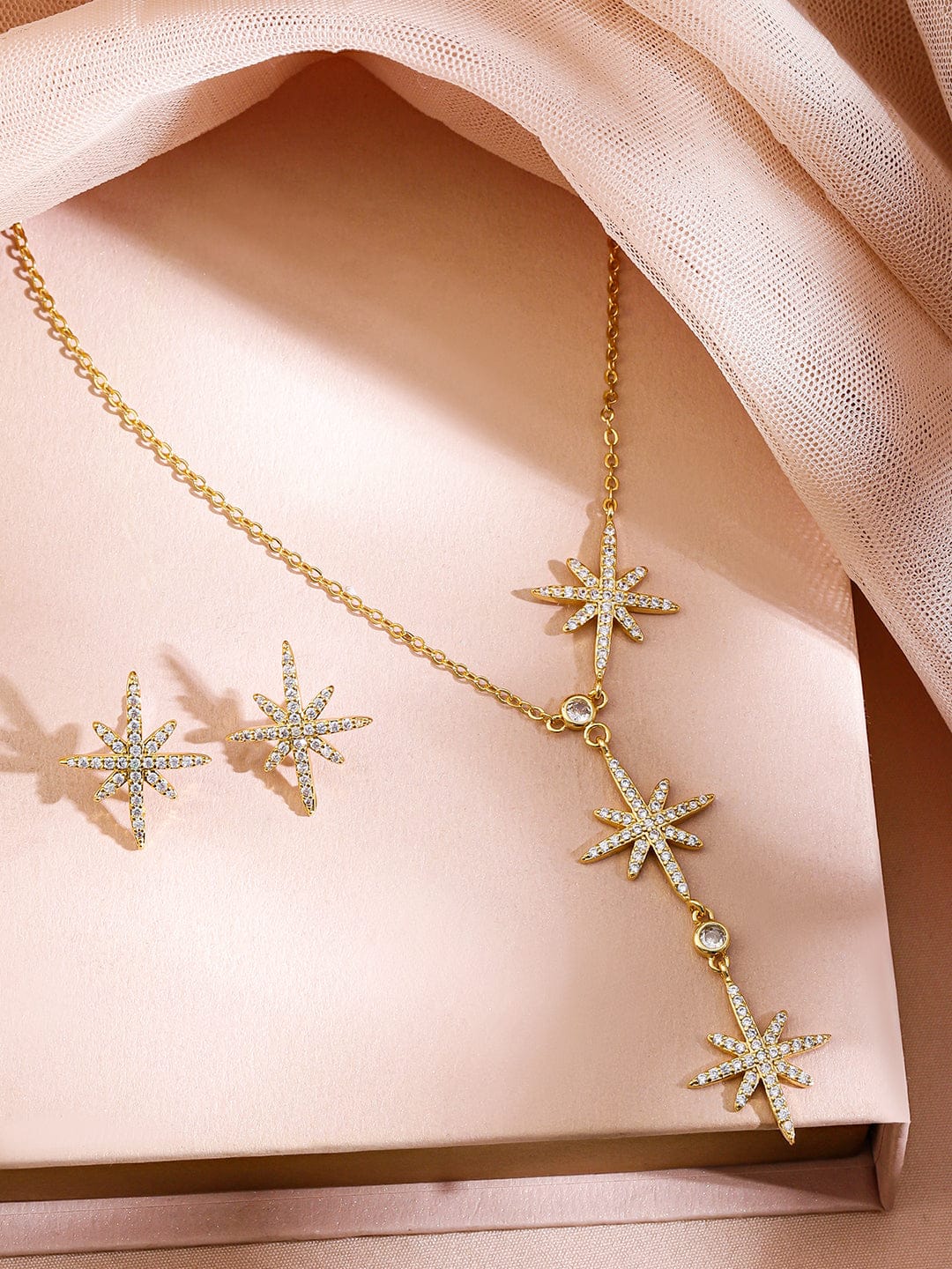 American Diamond Zirconia Star Studded Pendant フリーサイズ