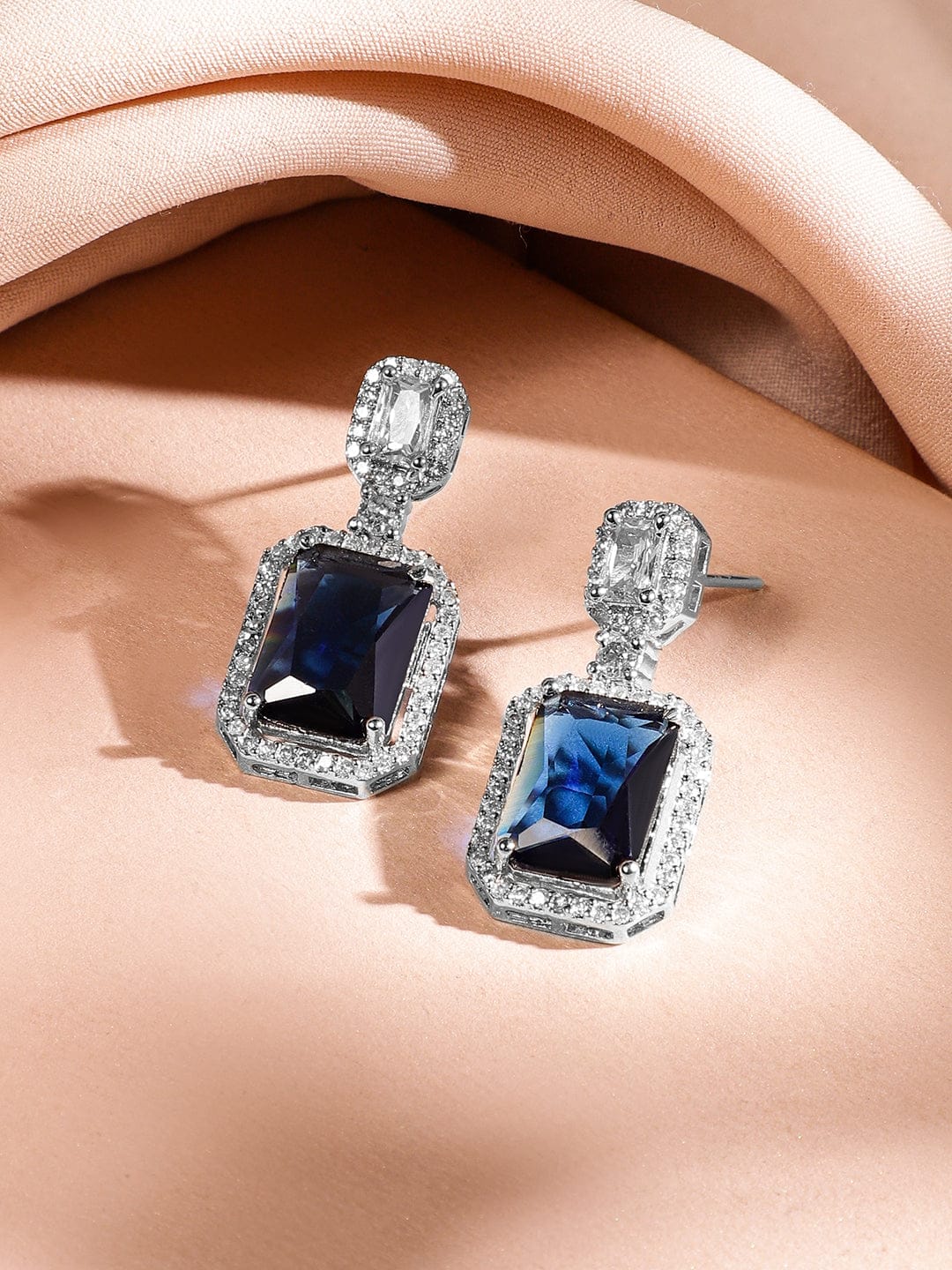 Blue American Diamond Zirconia Necklace Set Blue