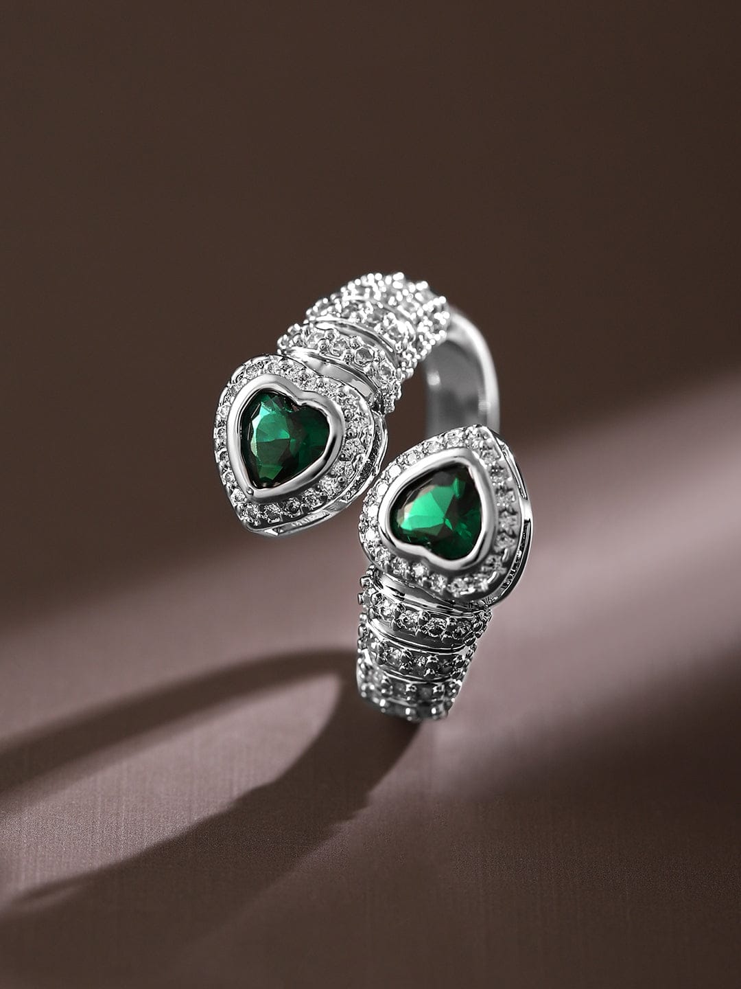 【Rubans】 Green Heart American Diamond Zirconia Openable Ring｜グリーンハート アメリカンダイヤモンド ジルコニア オープナブル リング