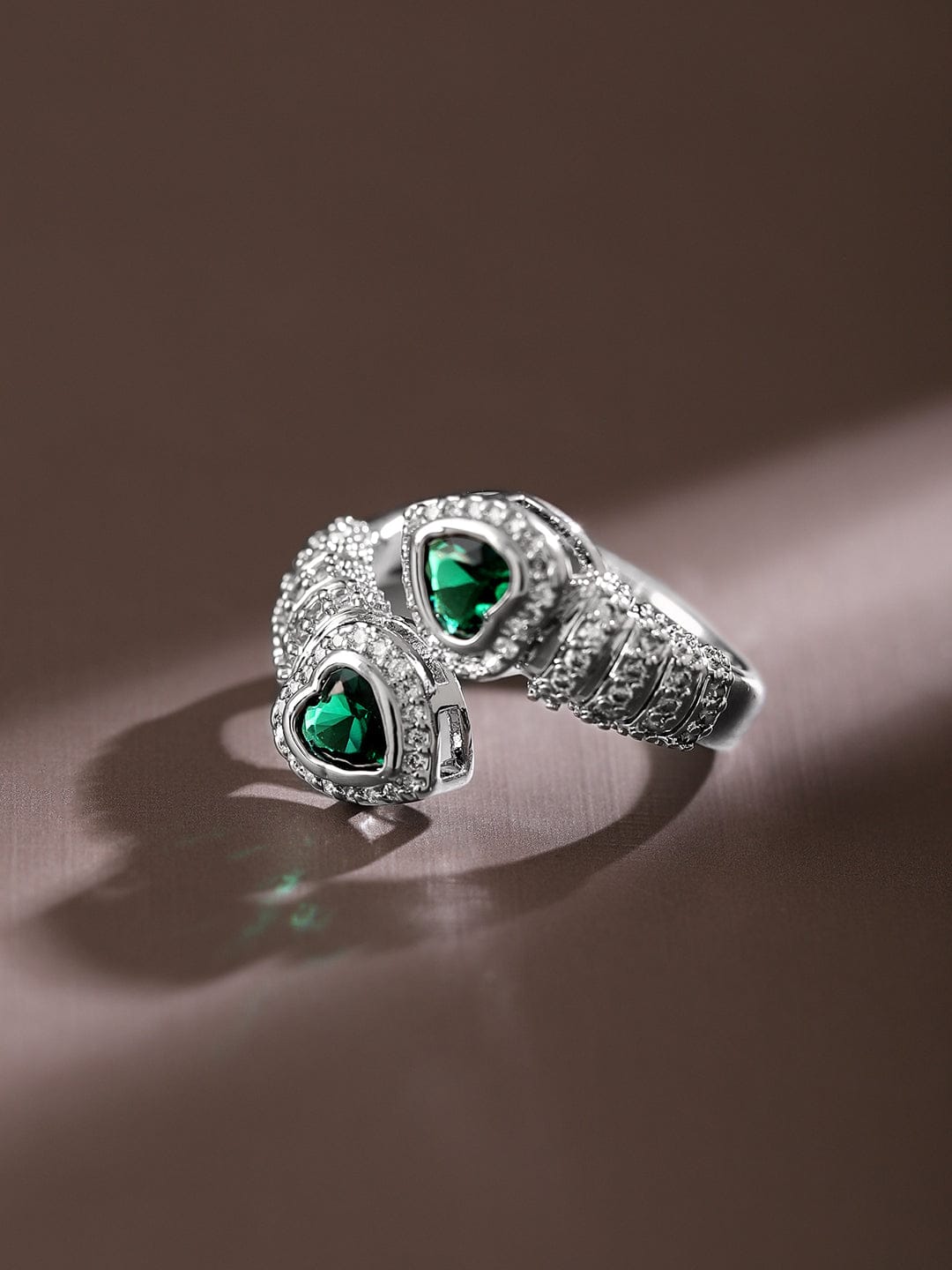 【Rubans】 Green Heart American Diamond Zirconia Openable Ring｜グリーンハート アメリカンダイヤモンド ジルコニア オープナブル リング
