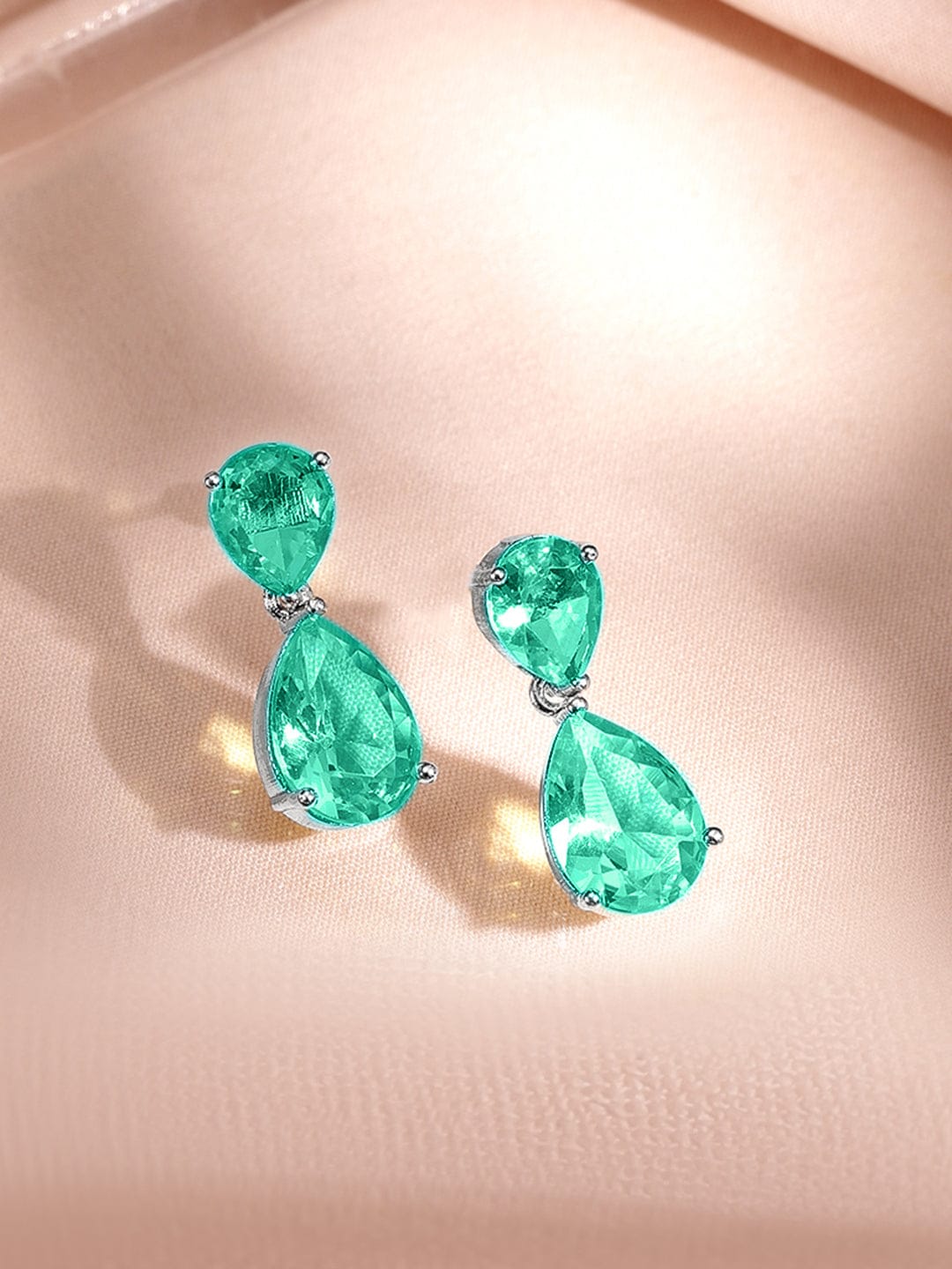 Minimal Emerald Green Crystal Necklace Set Green