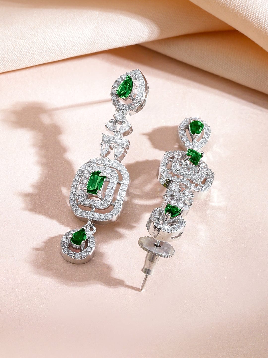 Green Drops American Diamond Zirconia Necklace Set フリーサイズ