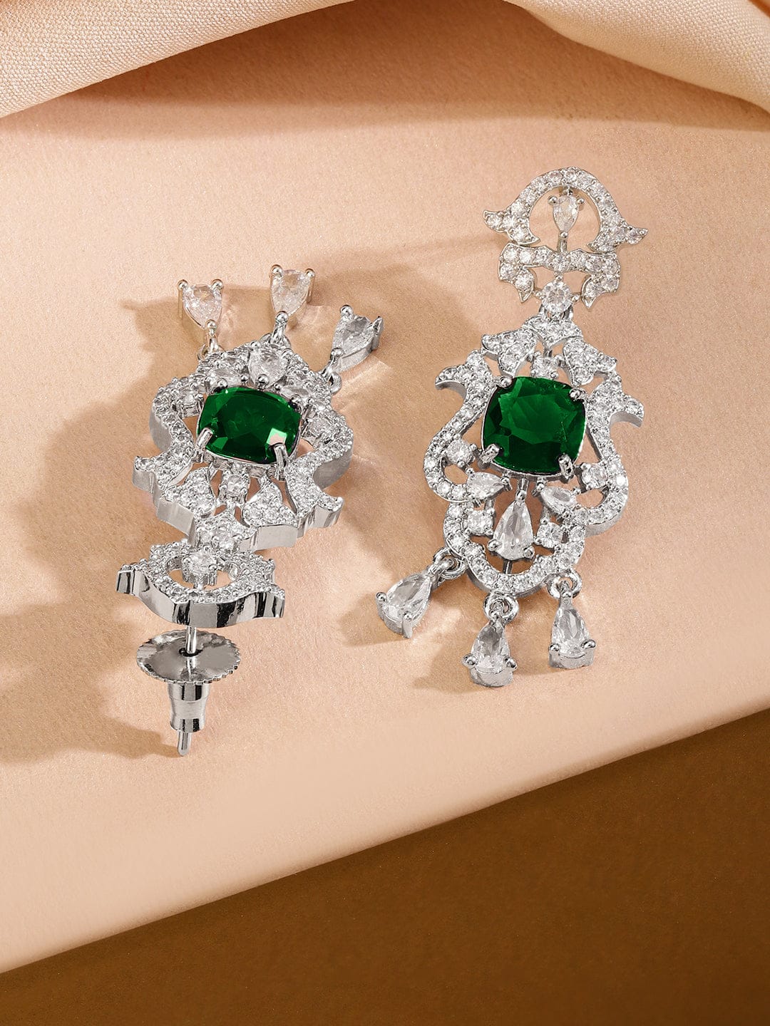 White American Diamond Zirconia Emerald Necklace Set フリーサイズ