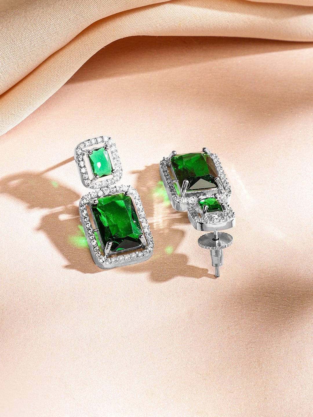 American Diamond Zirconia Emerald Necklace Set フリーサイズ